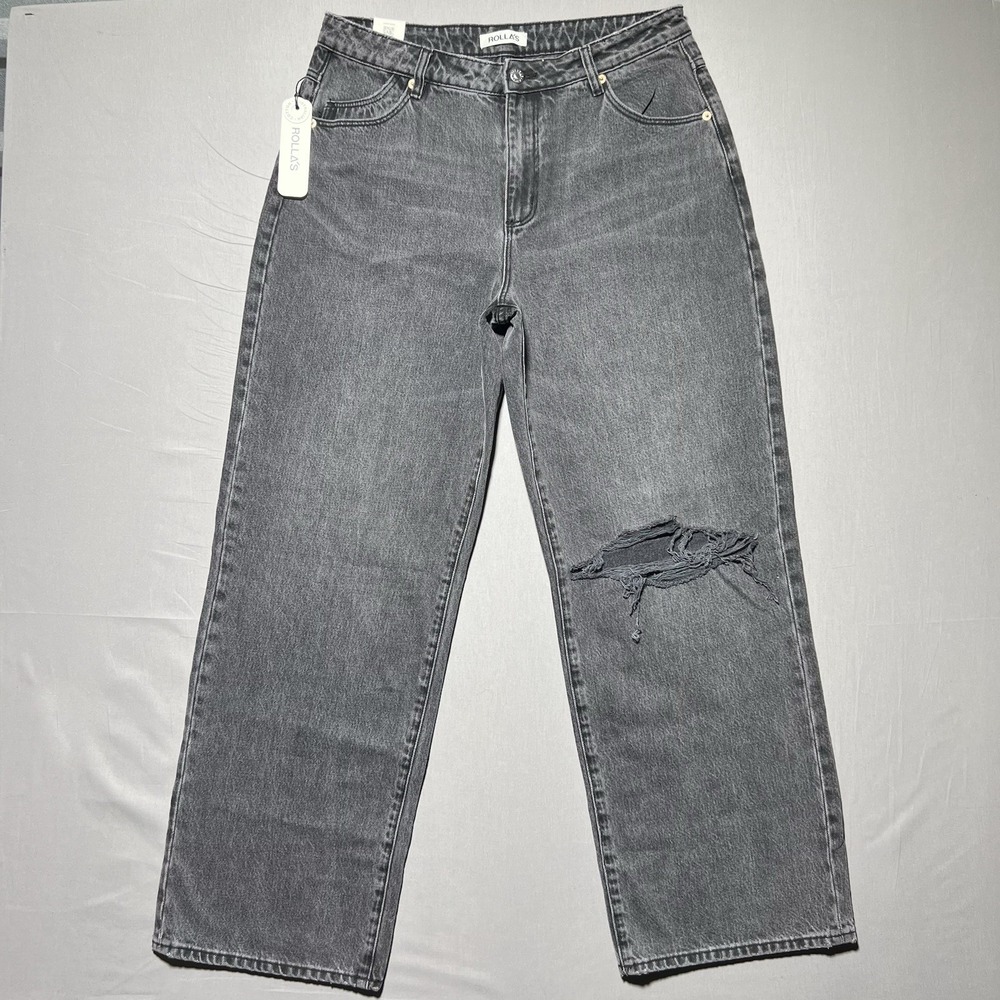 ROLLA'S Kate‎ Baggy 90s Gray Jean High Rise Relaxed Straight Rigid Sz 31 NWT